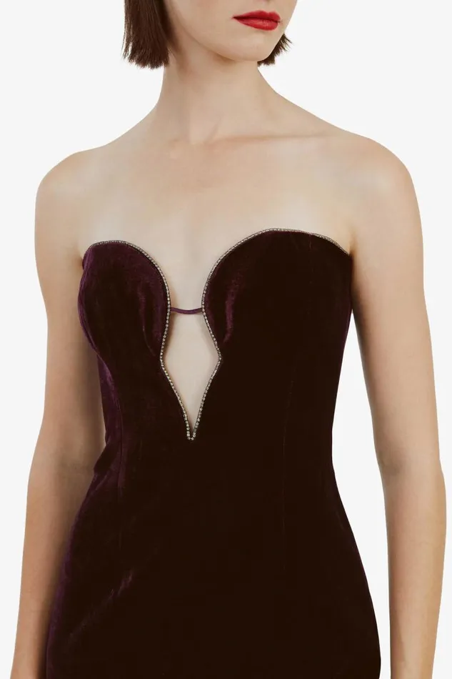 Women Party Dresses Bardot Lilah Velour Midi Dress In Drk Purple Drk Purple Women Party Dresses Bardot Lilah Velour Midi Dress In Drk Purple Drk Purple