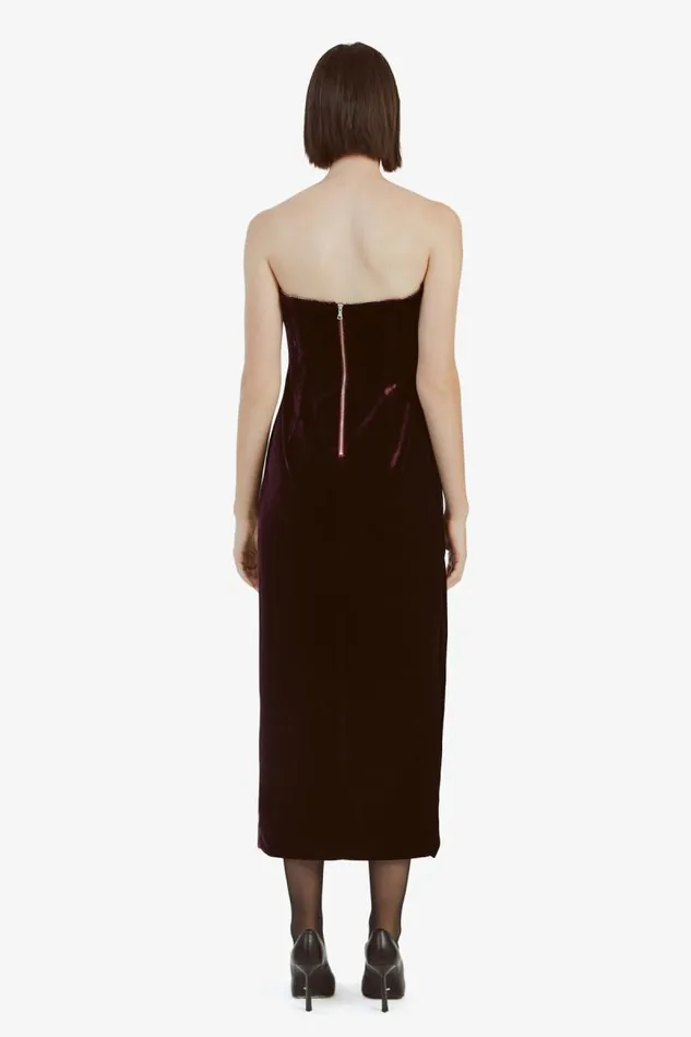 Women Party Dresses Bardot Lilah Velour Midi Dress In Drk Purple Drk Purple Women Party Dresses Bardot Lilah Velour Midi Dress In Drk Purple Drk Purple
