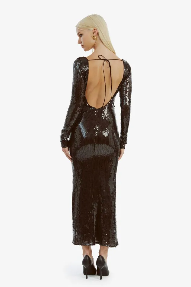 Women Party Dresses Bardot Verona Sequin Maxi Dress In Dark Chocolate Dark Chocolate