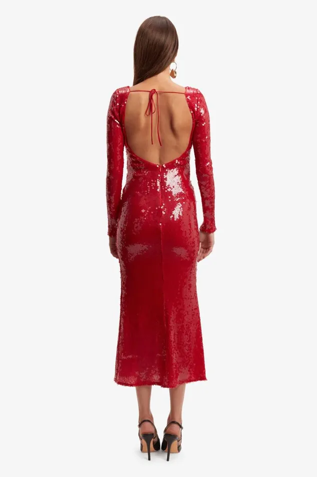 Women Party Dresses Bardot Verona Sequin Maxi Dress In Deep Red Deep Red Women Party Dresses Bardot Verona Sequin Maxi Dress In Deep Red Deep Red