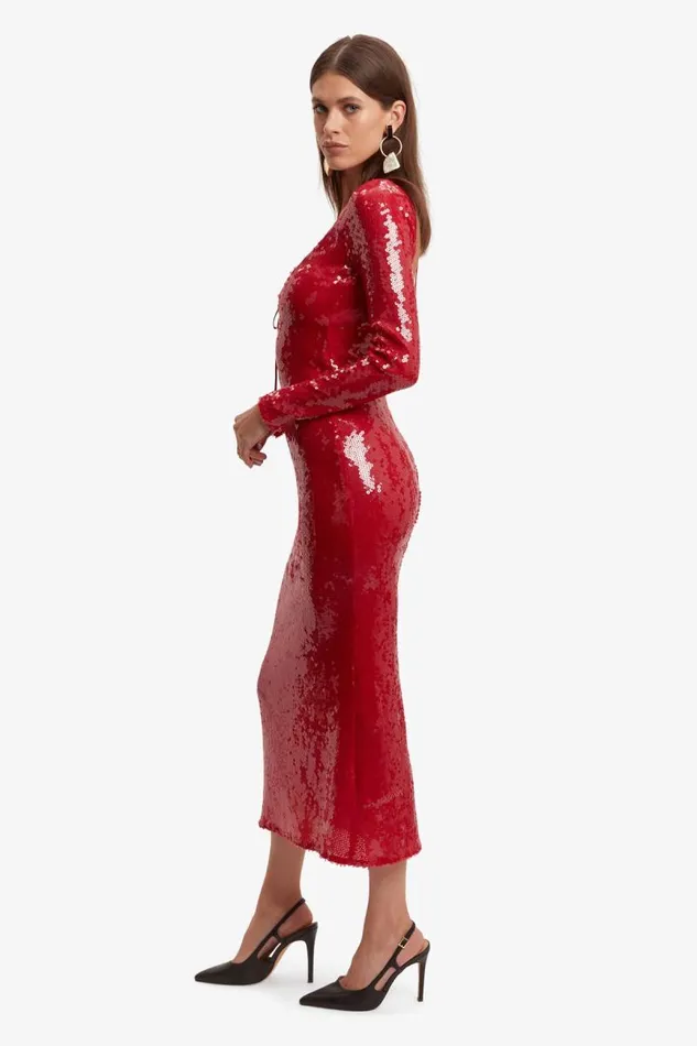 Women Party Dresses Bardot Verona Sequin Maxi Dress In Deep Red Deep Red Women Party Dresses Bardot Verona Sequin Maxi Dress In Deep Red Deep Red
