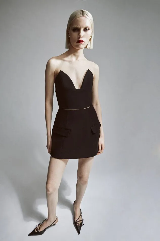 Women Party Tops Bardot Delphi Strapless Crop Top In Black Black