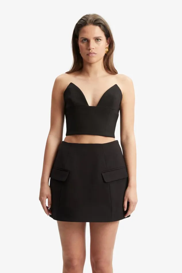 Women Party Tops Bardot Delphi Strapless Crop Top In Black Black Women Party Tops Bardot Delphi Strapless Crop Top In Black Black