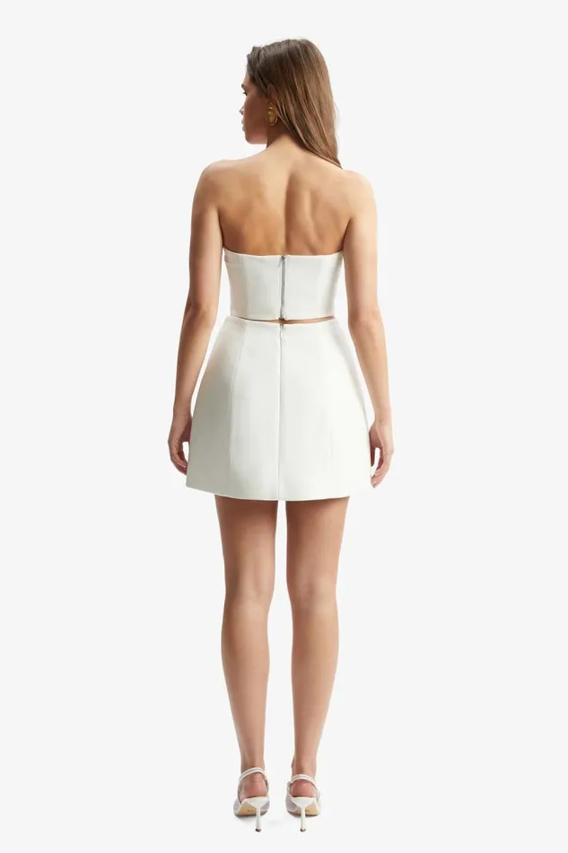 Women Party Tops Bardot Delphi Strapless Crop Top In Orchid White Orchid White