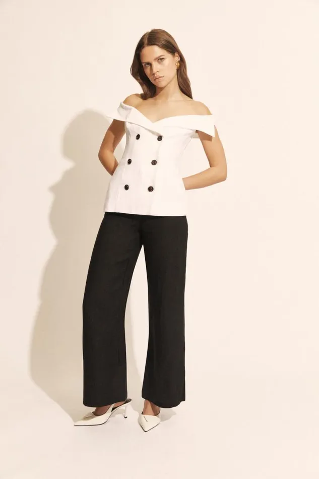 Women Party Tops Bardot Eliora Button Front Linen Top In Orchid White Orchid White