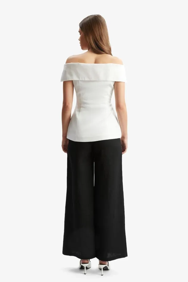 Women Party Tops Bardot Eliora Button Front Linen Top In Orchid White Orchid White