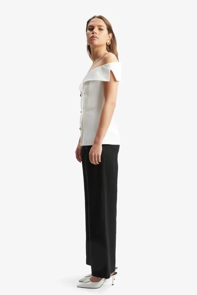 Women Party Tops Bardot Eliora Button Front Linen Top In Orchid White Orchid White