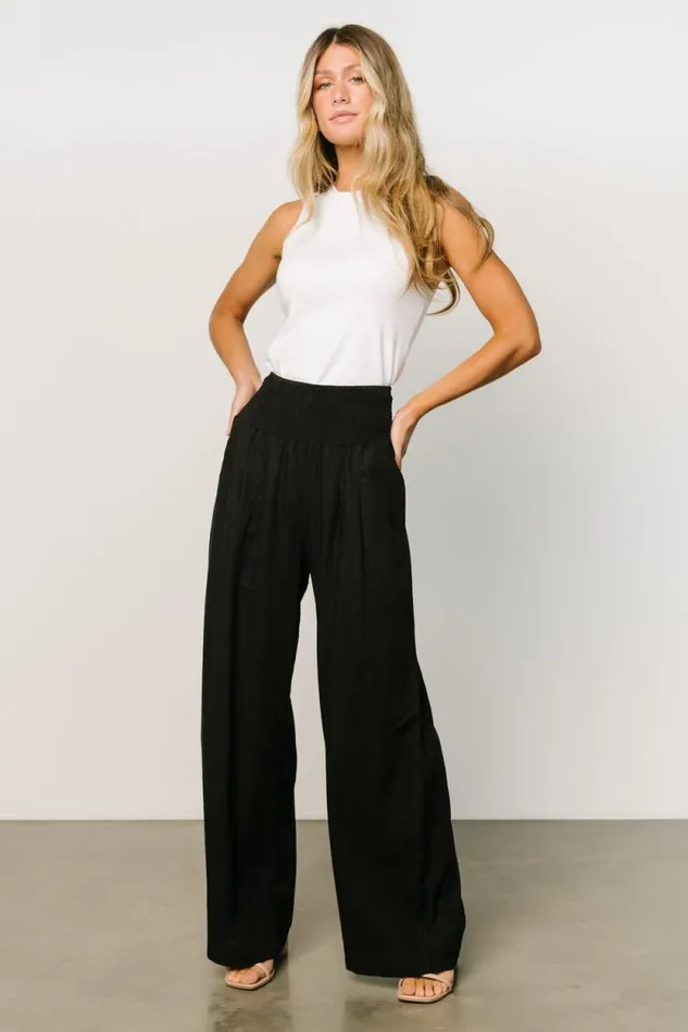 Women Parvati Smocked Waist Pants Black Baltic Born Cover Up