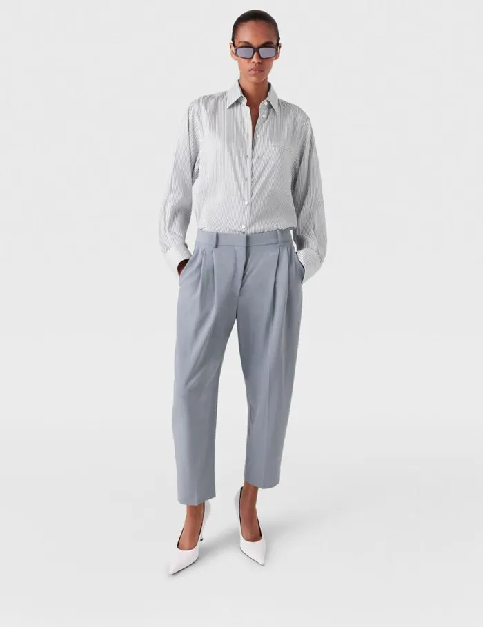 Women Pleated HighRise Wool Pants Mist Stella McCartney Pants And Shorts Women Pleated HighRise Wool Pants Mist Stella McCartney Pants And Shorts