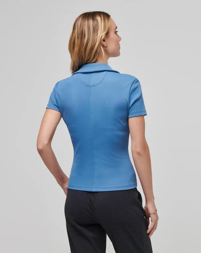 Women Polos TravisMathew MOVEKNIT VNECK POLO Moonlight Blue Women Polos TravisMathew MOVEKNIT VNECK POLO Moonlight Blue