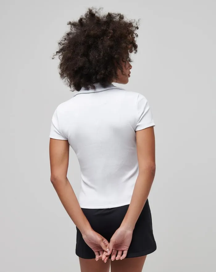 Women Polos TravisMathew MOVEKNIT VNECK POLO White Women Polos TravisMathew MOVEKNIT VNECK POLO White