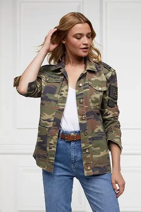 Women Premium Artillery Jacket Washed Camo Holland Cooper Jackets