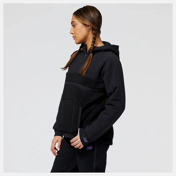 Women Q Speed Sherpa Pullover Black New Balance Hoodies and Sweatshirts