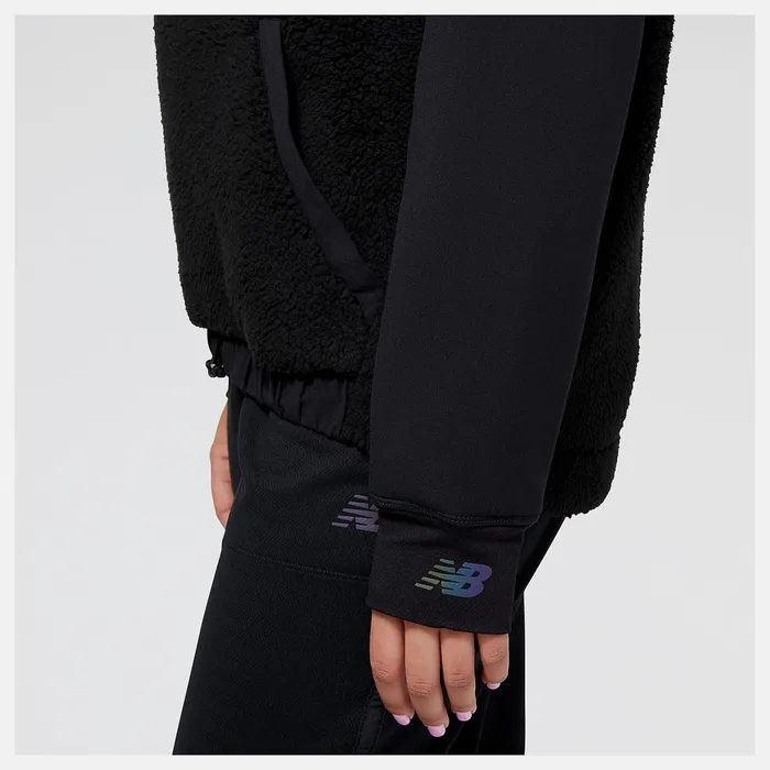 Women Q Speed Sherpa Pullover Black New Balance Hoodies and Sweatshirts
