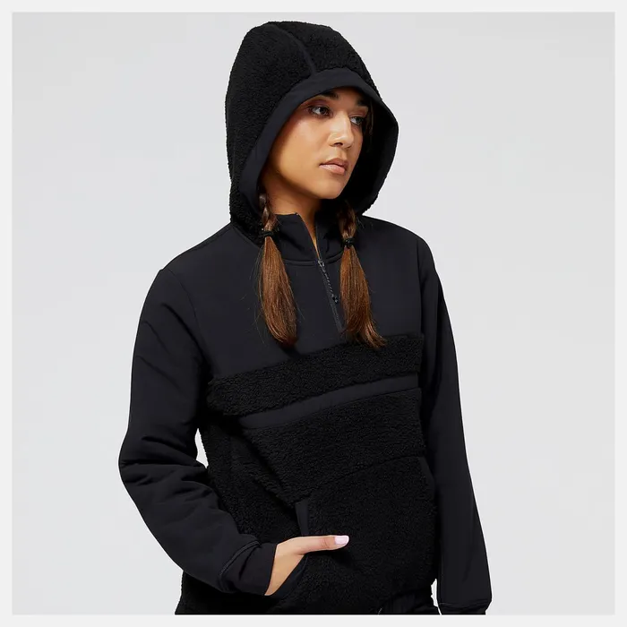 Women Q Speed Sherpa Pullover Black New Balance Hoodies and Sweatshirts