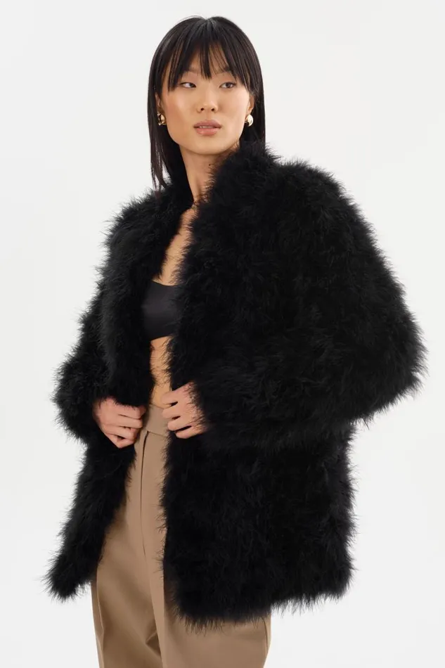 Women RABEA Feather Coat Black LAMARQUE Feather Jackets