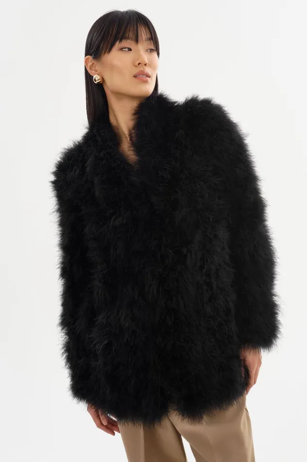 Women RABEA Feather Coat Black LAMARQUE Feather Jackets Women RABEA Feather Coat Black LAMARQUE Feather Jackets