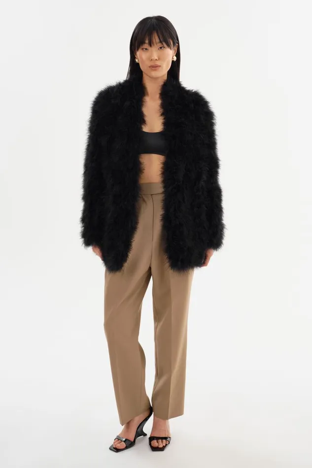 Women RABEA Feather Coat Black LAMARQUE Feather Jackets Women RABEA Feather Coat Black LAMARQUE Feather Jackets