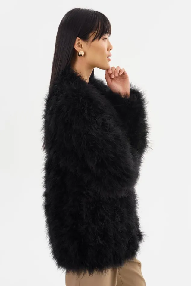 Women RABEA Feather Coat Black LAMARQUE Feather Jackets Women RABEA Feather Coat Black LAMARQUE Feather Jackets