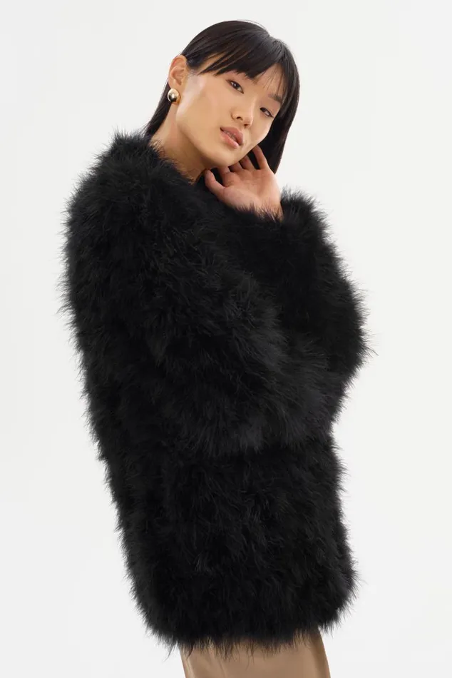 Women RABEA Feather Coat Black LAMARQUE Feather Jackets Women RABEA Feather Coat Black LAMARQUE Feather Jackets
