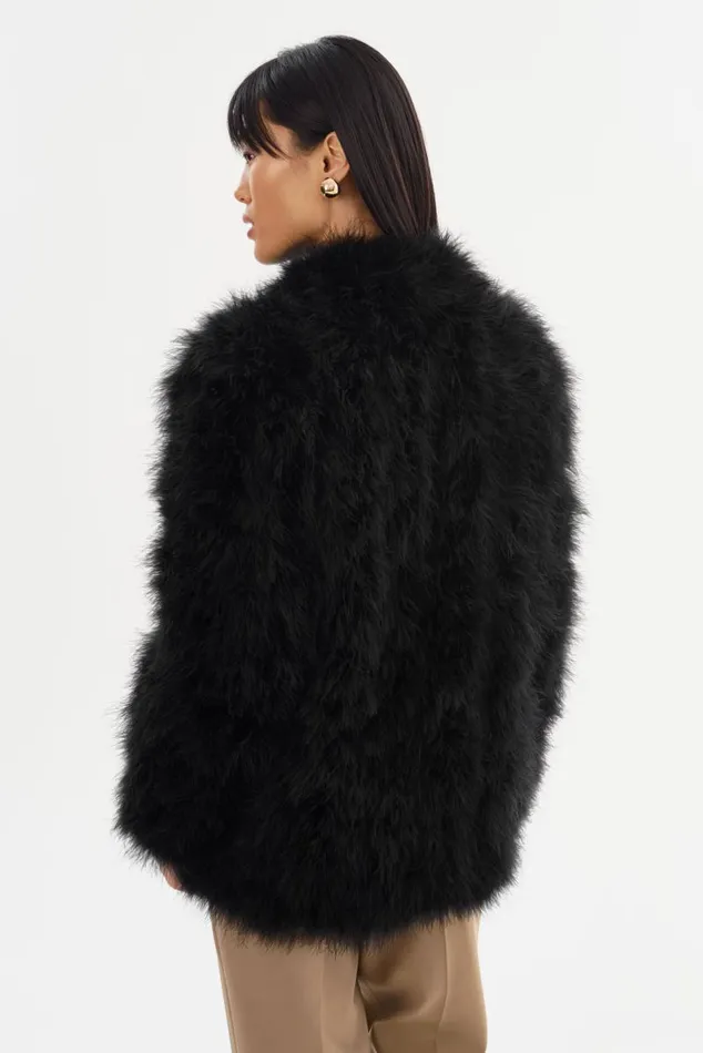 Women RABEA Feather Coat Black LAMARQUE Feather Jackets Women RABEA Feather Coat Black LAMARQUE Feather Jackets