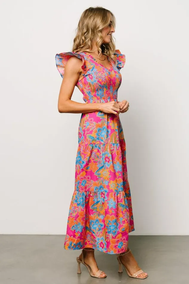 Women Ranchero Smocked Maxi Dress Pink Multi Baltic Born Maxi Dresses Women Ranchero Smocked Maxi Dress Pink Multi Baltic Born Maxi Dresses