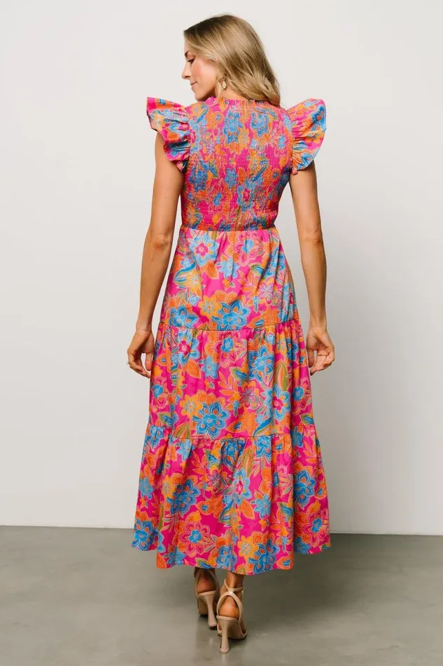 Women Ranchero Smocked Maxi Dress Pink Multi Baltic Born Maxi Dresses Women Ranchero Smocked Maxi Dress Pink Multi Baltic Born Maxi Dresses