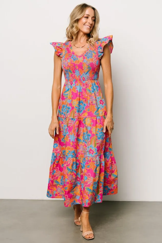 Women Ranchero Smocked Maxi Dress Pink Multi Baltic Born Maxi Dresses Women Ranchero Smocked Maxi Dress Pink Multi Baltic Born Maxi Dresses