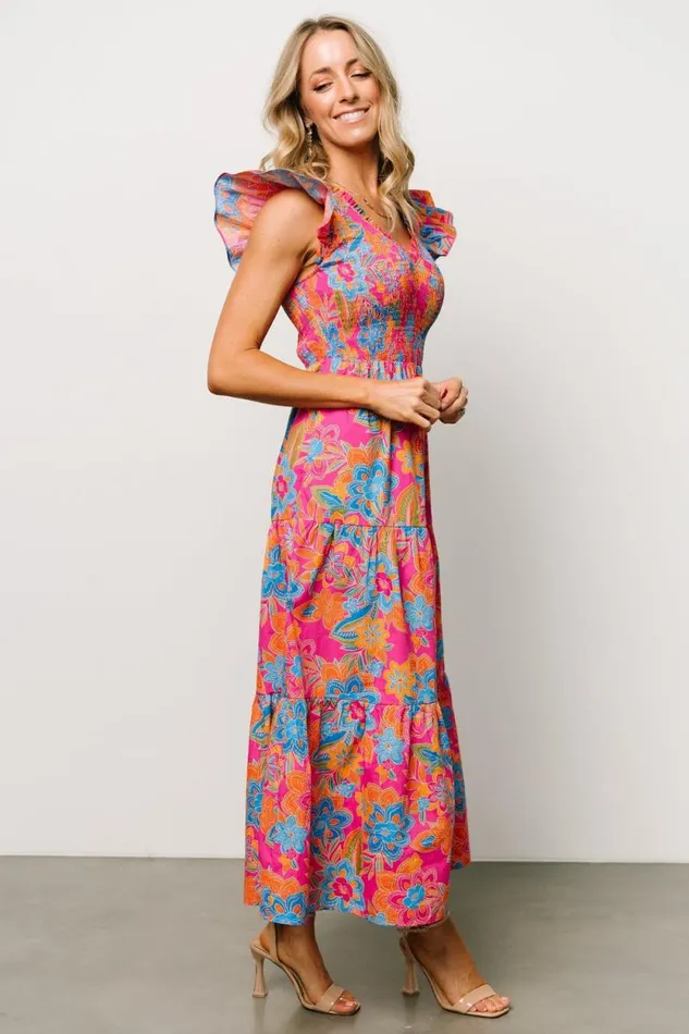Women Ranchero Smocked Maxi Dress Pink Multi Baltic Born Maxi Dresses Women Ranchero Smocked Maxi Dress Pink Multi Baltic Born Maxi Dresses