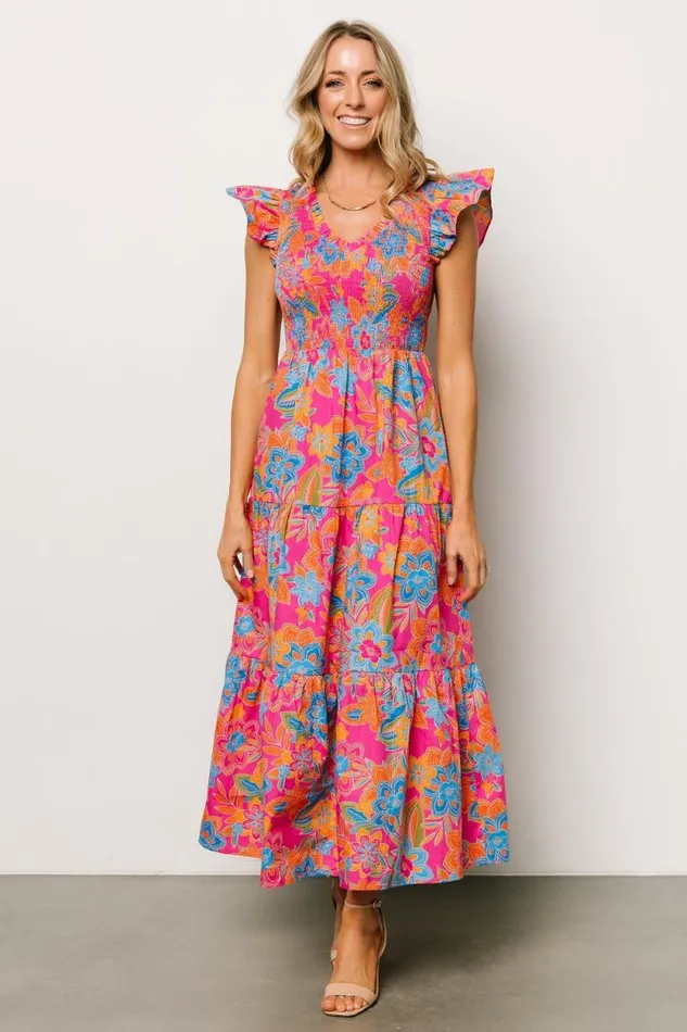 Women Ranchero Smocked Maxi Dress Pink Multi Baltic Born Maxi Dresses Women Ranchero Smocked Maxi Dress Pink Multi Baltic Born Maxi Dresses