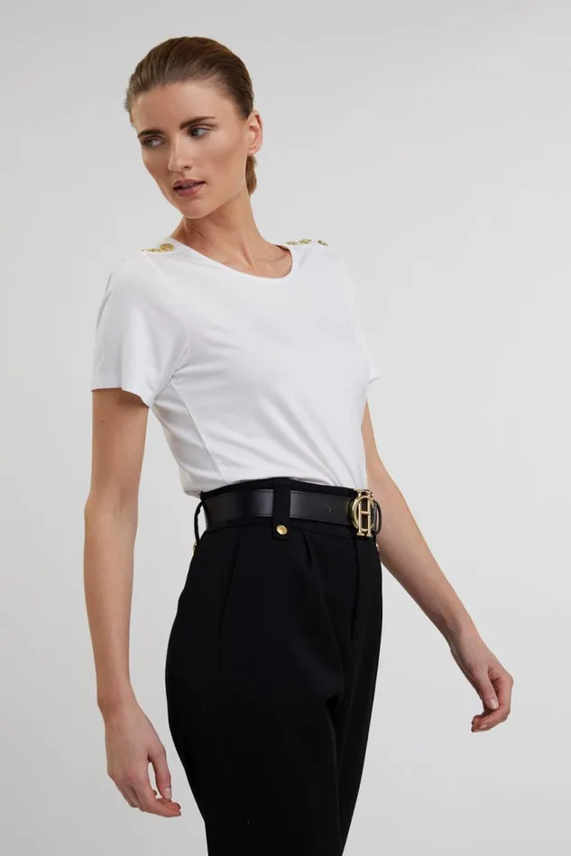 Women Relax Fit Crew Neck Tee White Holland Cooper Tops