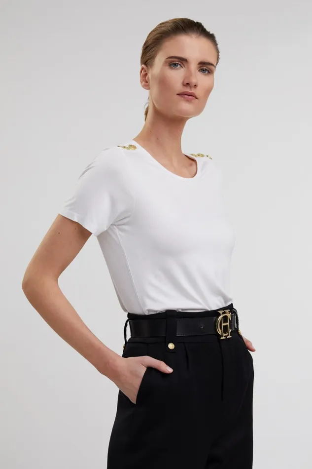 Women Relax Fit Crew Neck Tee White Holland Cooper Tops