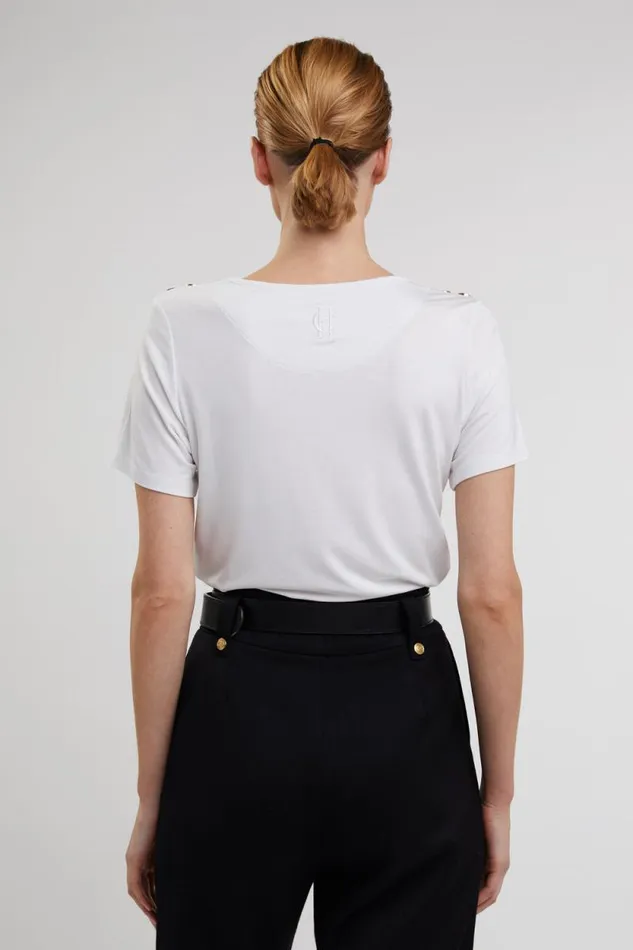 Women Relax Fit Crew Neck Tee White Holland Cooper Tops