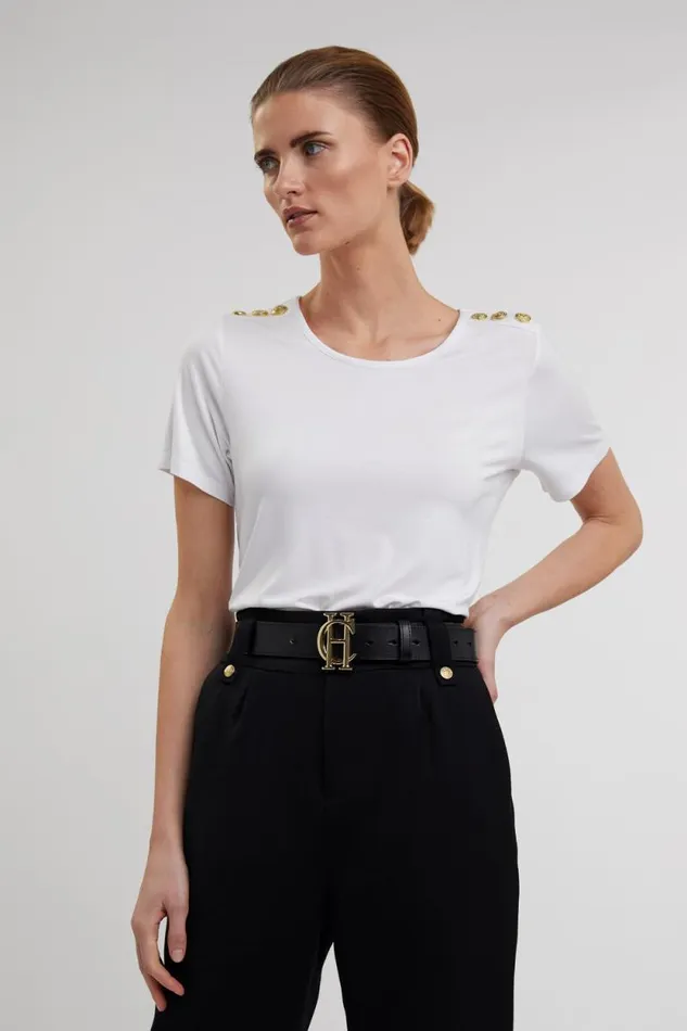 Women Relax Fit Crew Neck Tee White Holland Cooper Tops