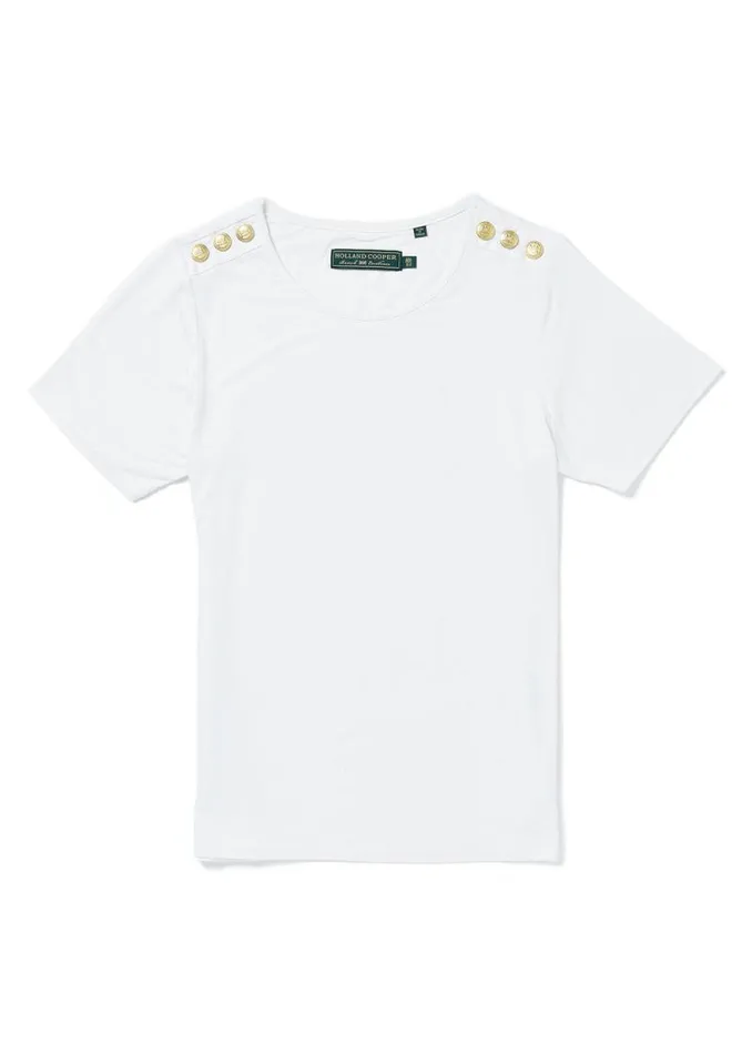 Women Relax Fit Crew Neck Tee White Holland Cooper Tops