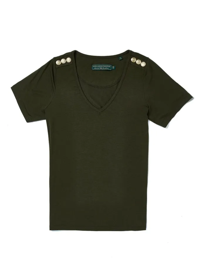 Women Relax Fit VNeck Tee Khaki Holland Cooper Tops