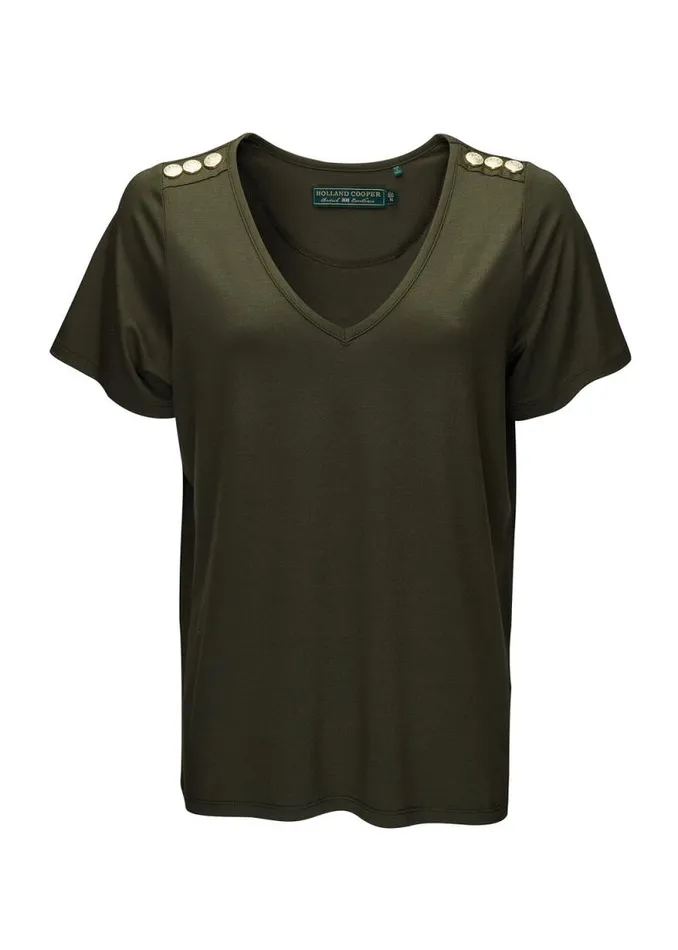 Women Relax Fit VNeck Tee Khaki Holland Cooper Tops