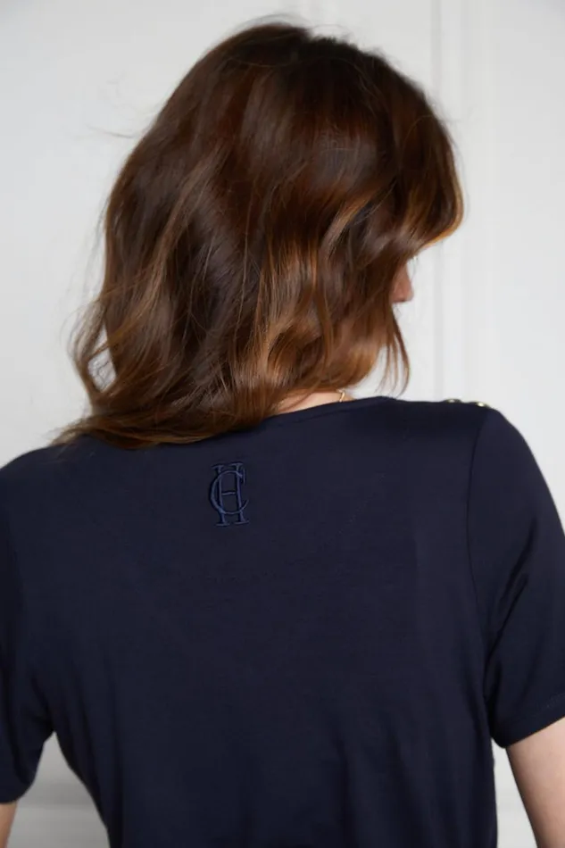 Women Relax Fit VNeck Tee Navy Holland Cooper Tops Women Relax Fit VNeck Tee Navy Holland Cooper Tops