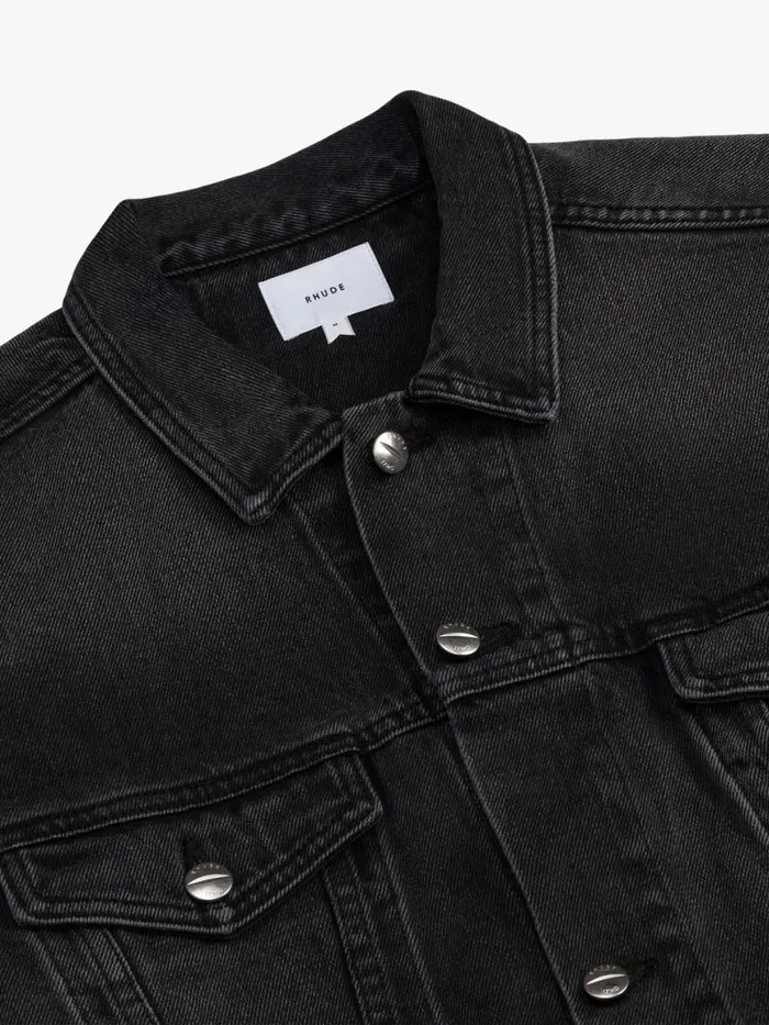 Women Rhude Outerwear OVERSIZED DENIM TRUCKER JACKET Black