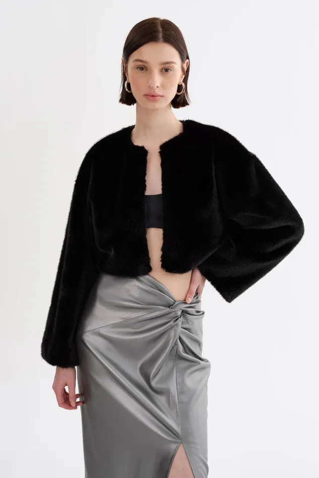 Women ROWDIE Faux Fur Jacket Black LAMARQUE Faux Fur