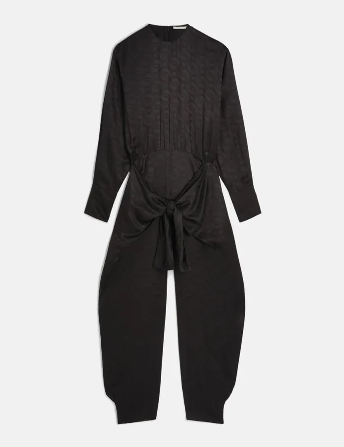 Women SWave Jacquard Wrap Jumpsuit Black Stella McCartney Jumpsuits