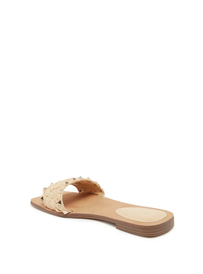 Women Sandals GUESS Beige Raidah Woven Stud Slides Women Sandals GUESS Beige Raidah Woven Stud Slides