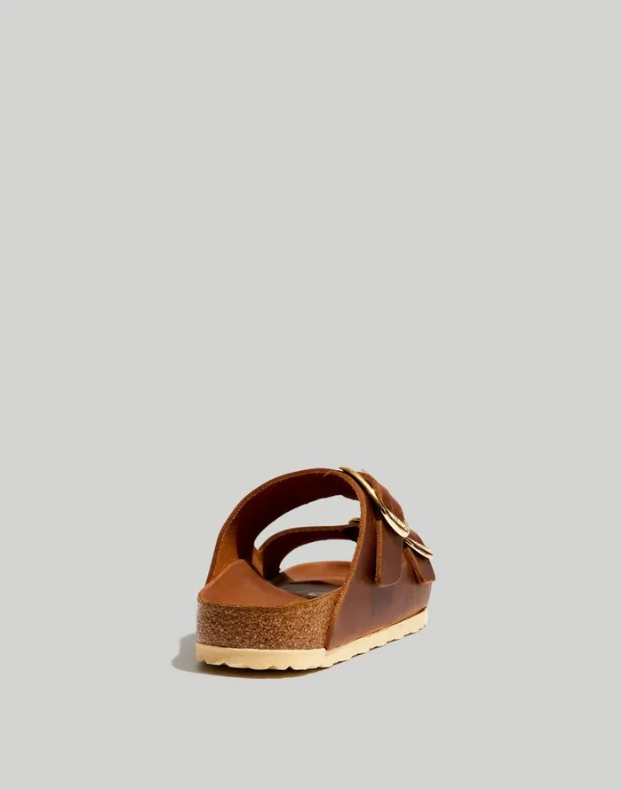 Women Sandals Madewell Birkenstock Big Buckle Arizona Sandals Cognac Oiled Leather