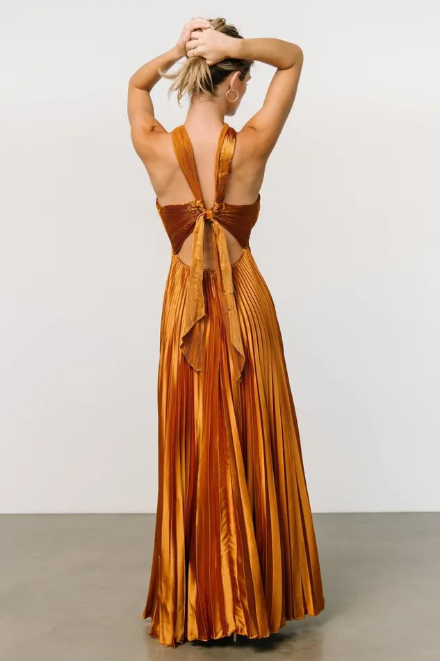 Women Sandra Pleated Maxi Dress Copper Baltic Born Maxi Dresses