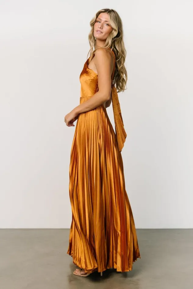 Women Sandra Pleated Maxi Dress Copper Baltic Born Maxi Dresses