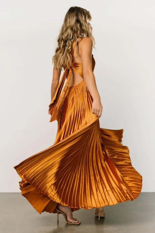 Women Sandra Pleated Maxi Dress Copper Baltic Born Maxi Dresses