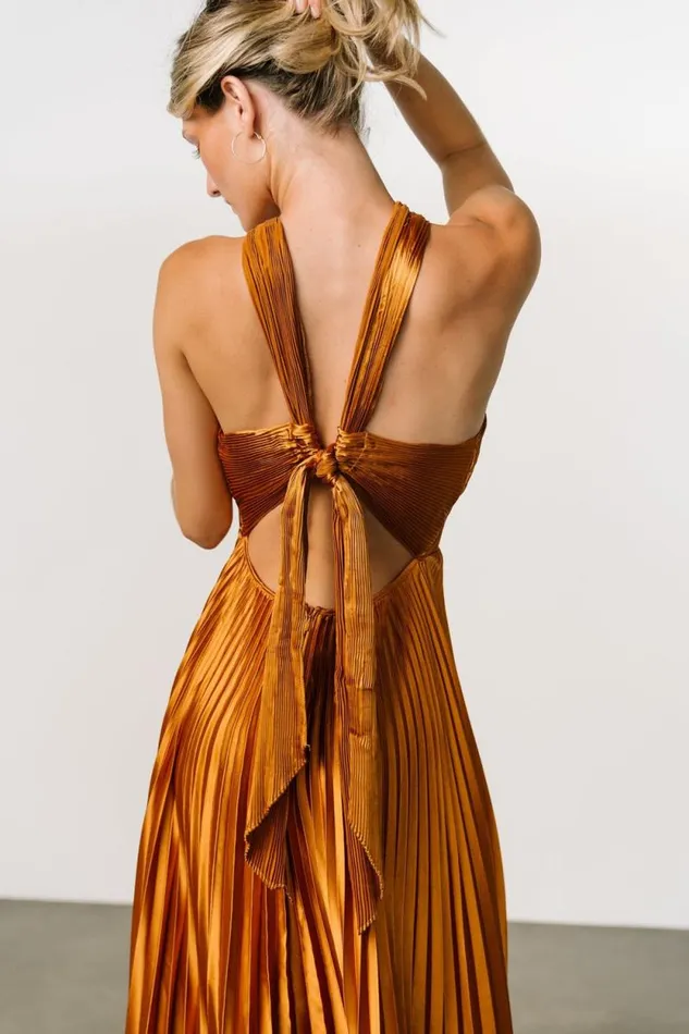Women Sandra Pleated Maxi Dress Copper Baltic Born Maxi Dresses