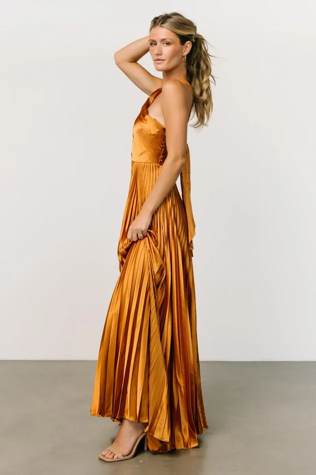 Women Sandra Pleated Maxi Dress Copper Baltic Born Maxi Dresses