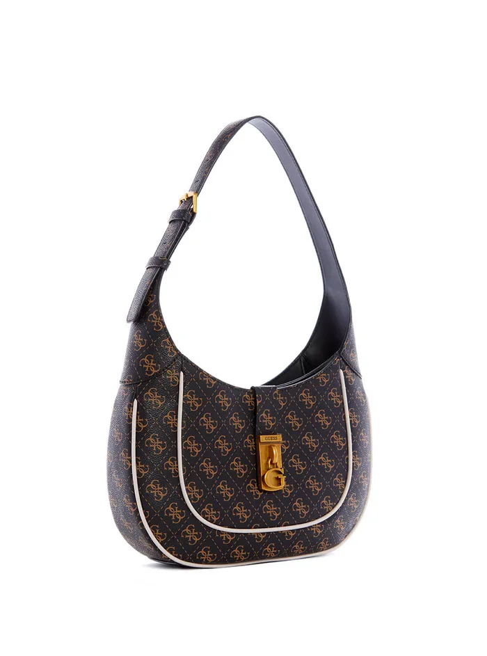 Women Satchel GUESS Black Brown Logo Maimie Hobo Bag Women Satchel GUESS Black Brown Logo Maimie Hobo Bag