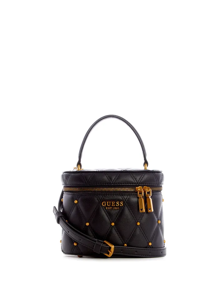 Women Satchel GUESS Black Triana Cannister Crossbody Bag